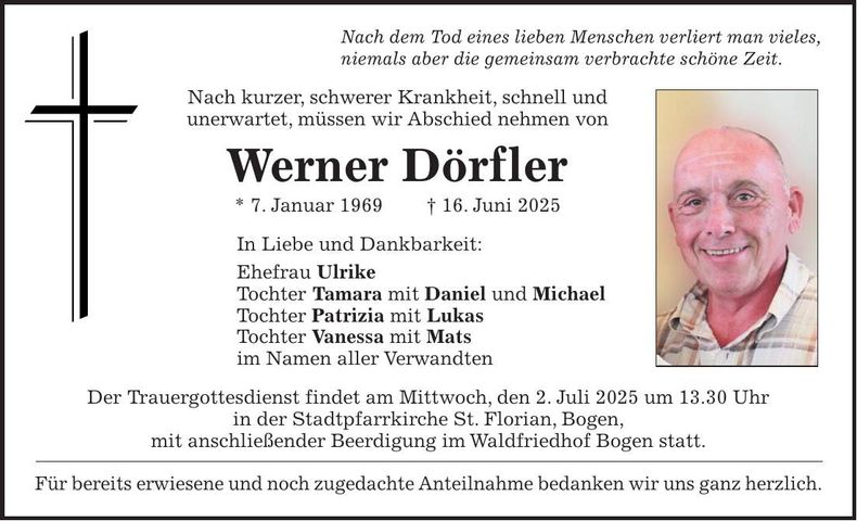 Traueranzeige Dörfler Werner