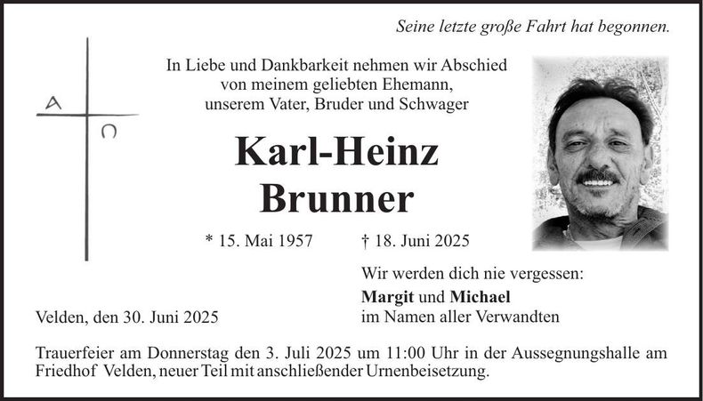 Traueranzeige Karl-Heinz Brunner