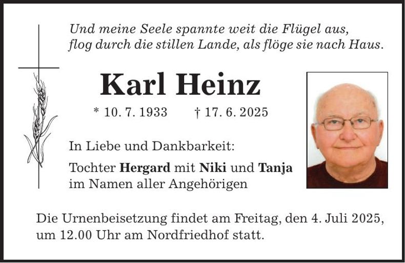 Traueranzeige Karl Heinz