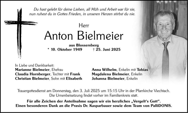 Traueranzeige Anton Bielmeier