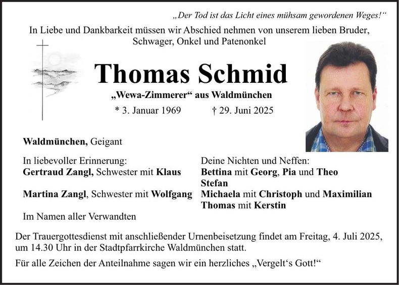 Traueranzeige Thomas Schmid