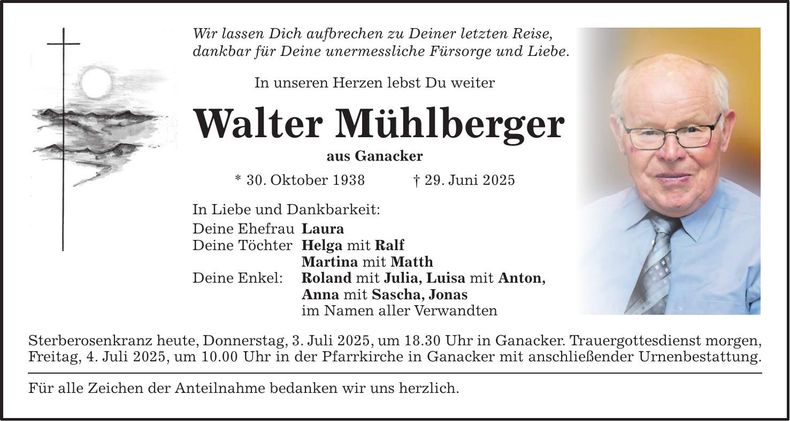 Traueranzeige Walter Muehlberger