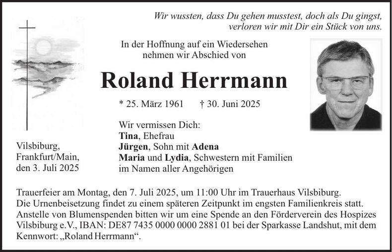 Traueranzeige Roland Herrmann
