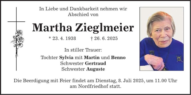 Traueranzeige Martha Zieglmeier