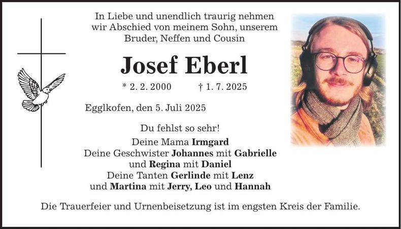 Traueranzeige Josef Eberl