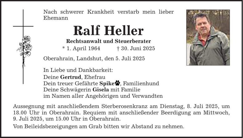 Traueranzeige Ralf Heller