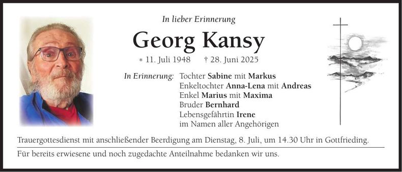 Traueranzeige Georg Kansy