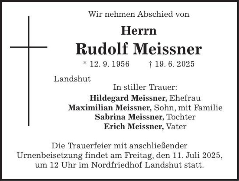 Traueranzeige Rudolf Meissner