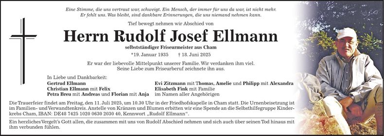 Traueranzeige Rudolf Ellmann