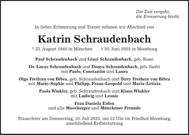 Traueranzeige Katrin Schraudenbach
