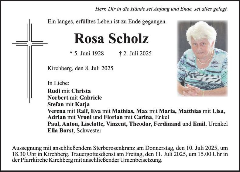 Traueranzeige Rosa Scholz