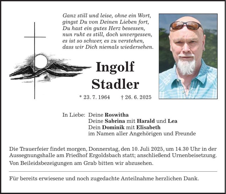 Traueranzeige Ingolf Stadler