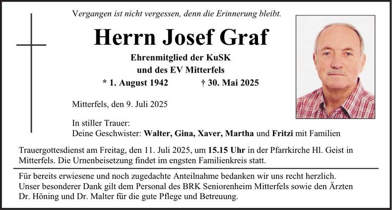 Traueranzeige Josef Graf