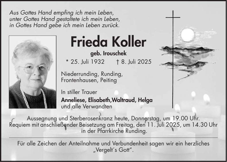 Traueranzeige Frieda Koller