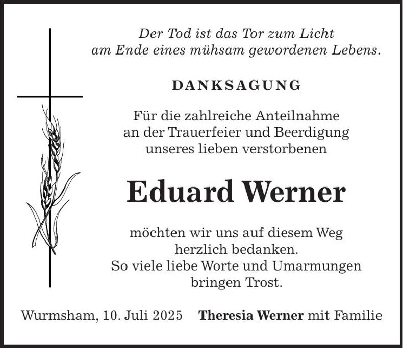 Traueranzeige Eduard Werner