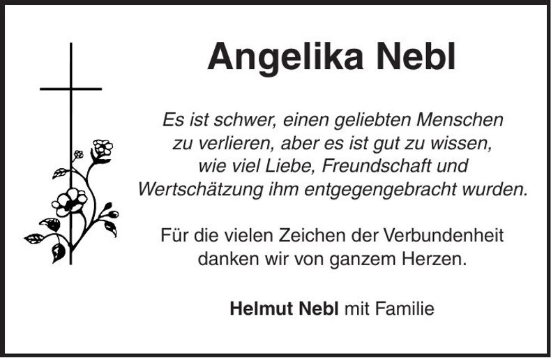 Traueranzeige Angelika Nebl