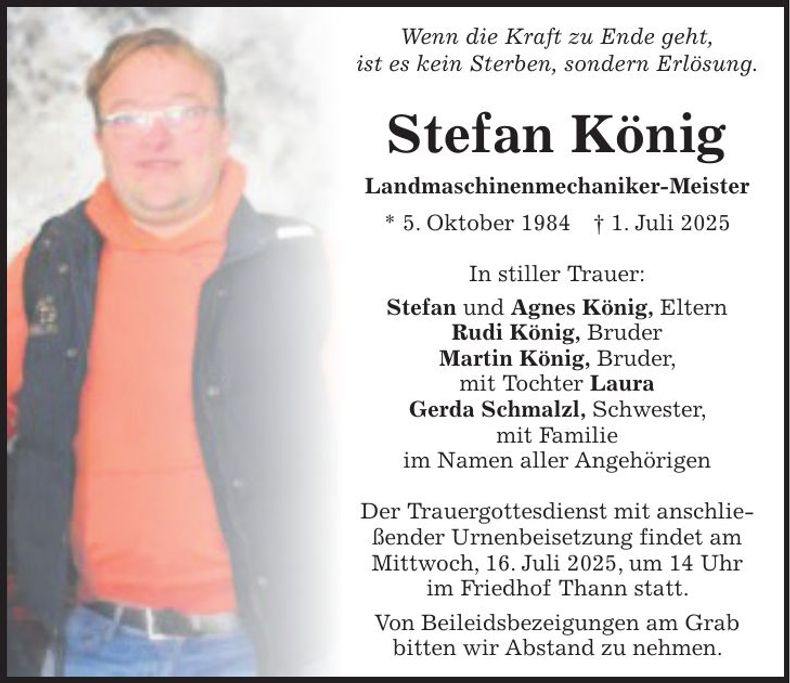 Traueranzeige Stefan König
