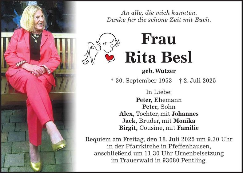 Traueranzeige Rita Besl