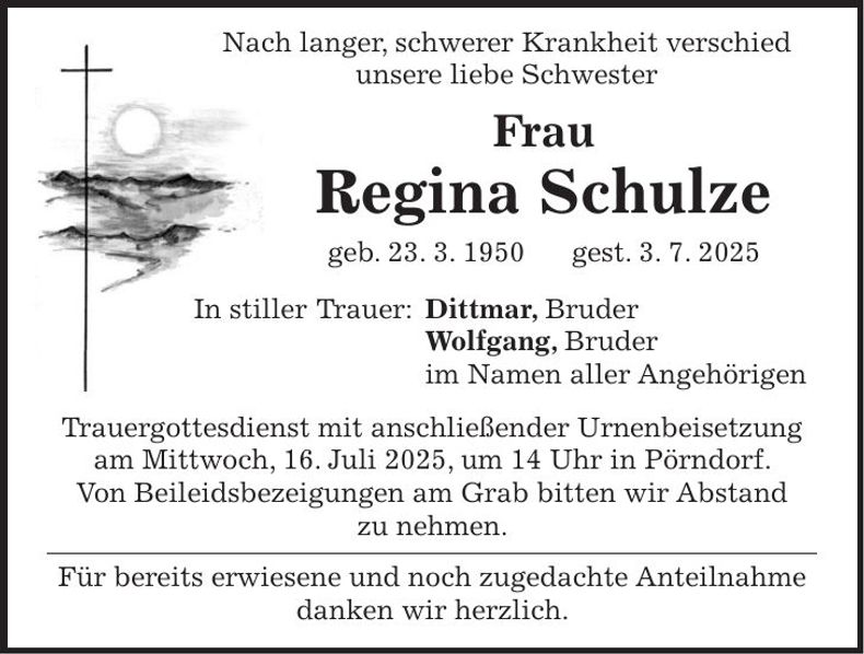 Traueranzeige Regina Schulze