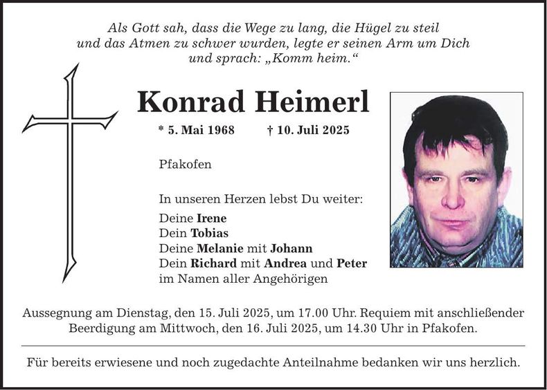 Traueranzeige Konrad Heimerl