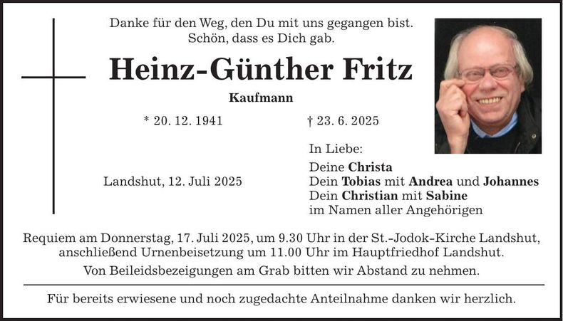 Traueranzeige Heinz-Günther Fritz