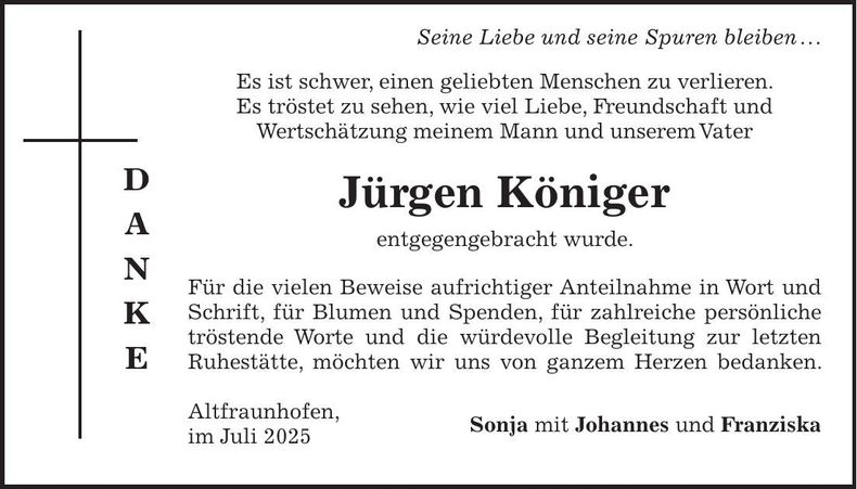 Traueranzeige Jürgen Königer
