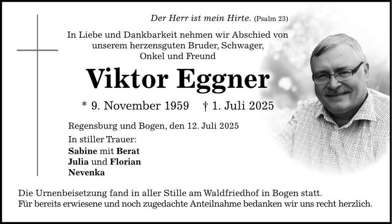 Traueranzeige Viktor Eggner