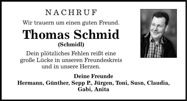 Traueranzeige Thomas Schmid