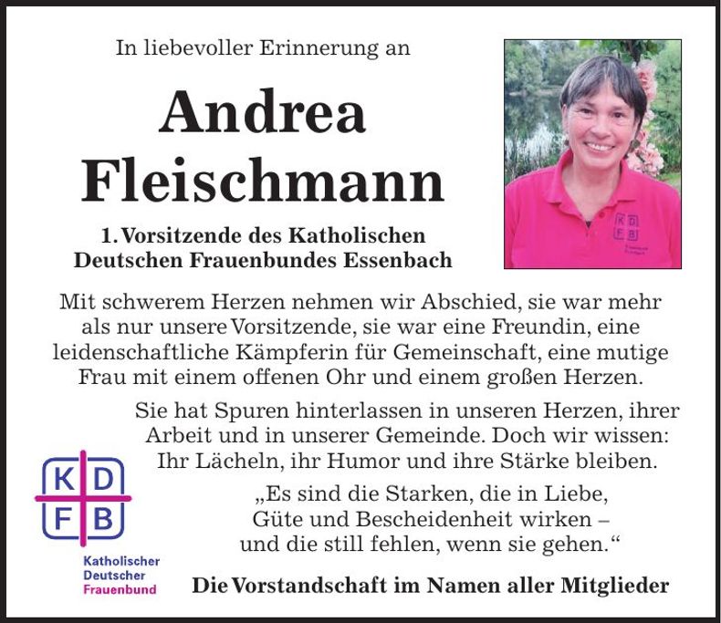 Traueranzeige Andrea Fleischmann
