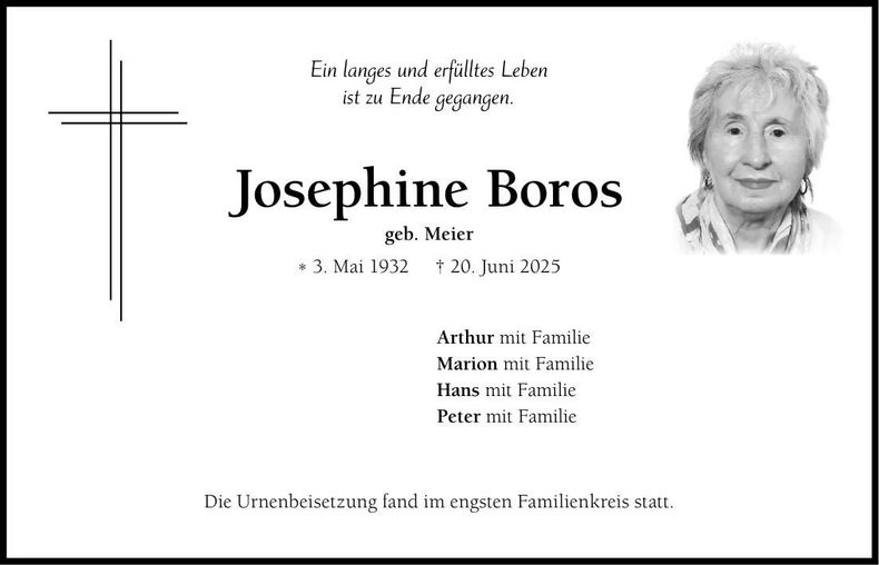 Traueranzeige Josephine Boros