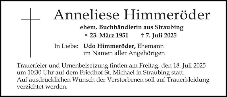 Traueranzeige Anneliese Himmeröder