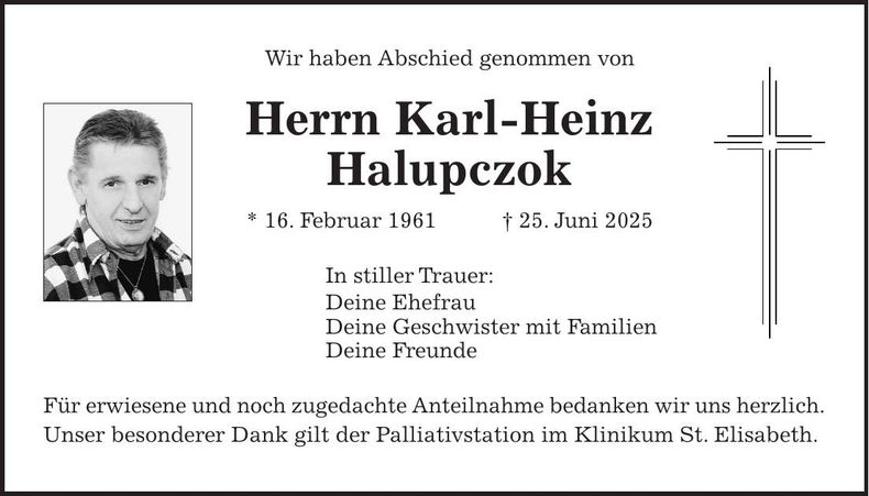 Traueranzeige Karl-Heinz Halupczok