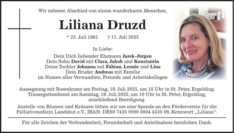 Traueranzeige Liliana Druzd