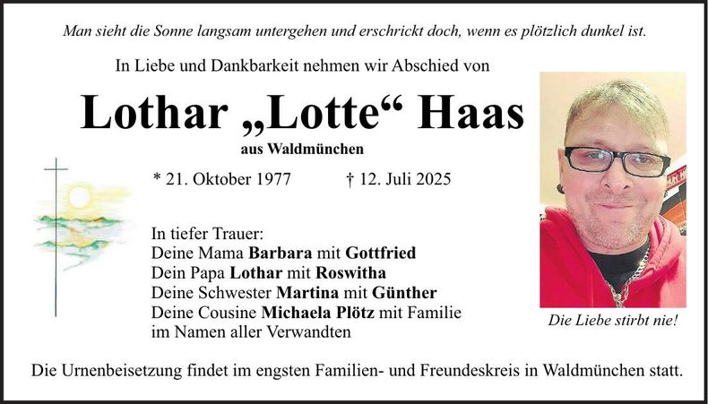 Traueranzeige Lothar Haas