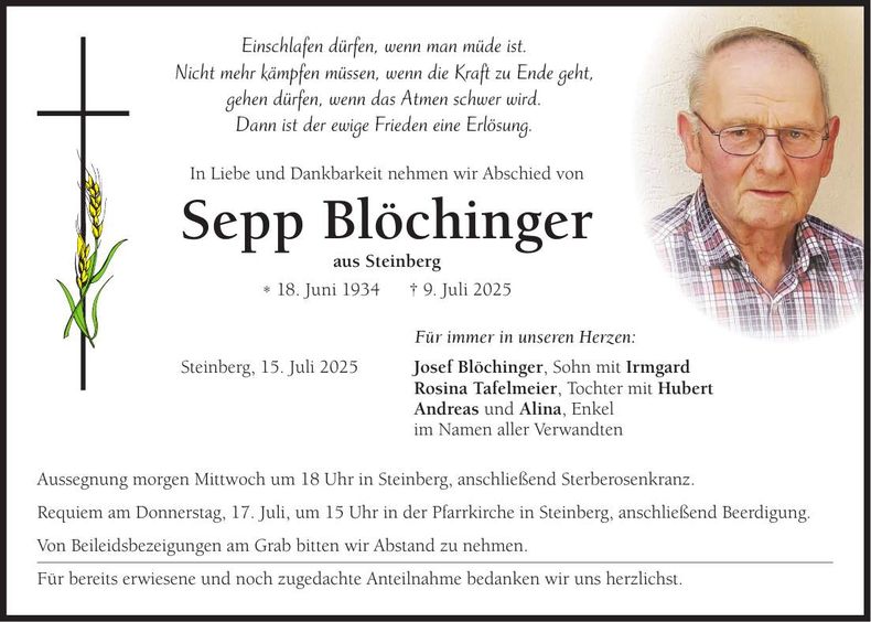 Traueranzeige Sepp Blöchinger