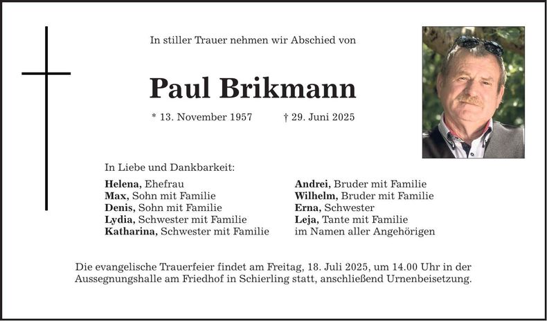 Traueranzeige Paul Brikmann