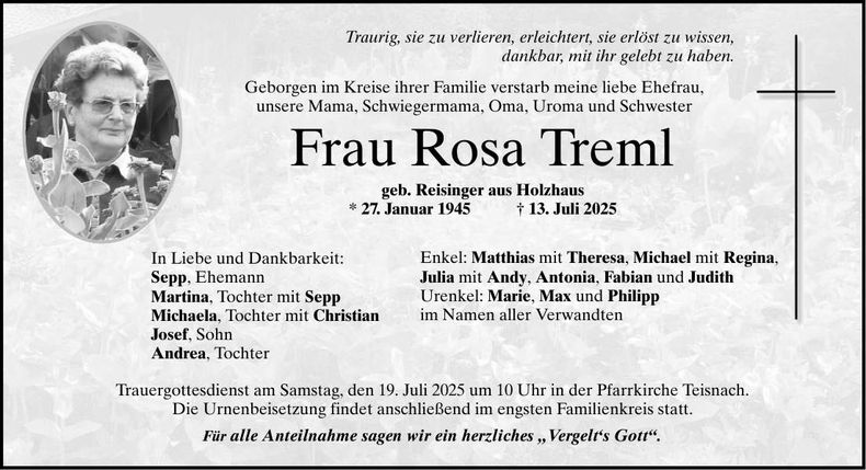 Traueranzeige Rosa Treml