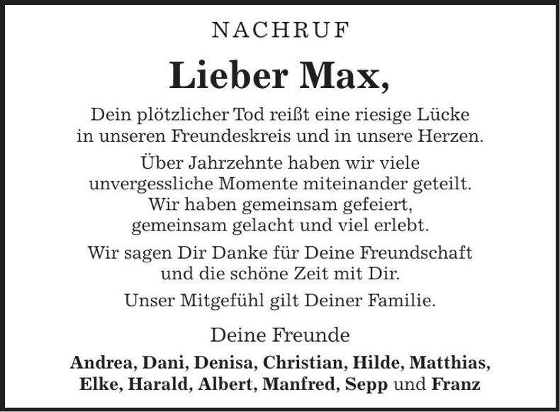 Traueranzeige Max Pichlmeier
