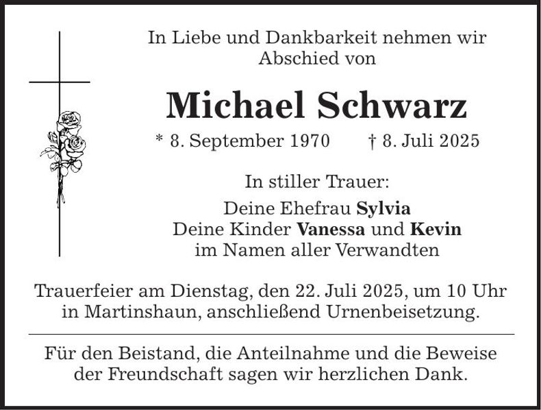 Traueranzeige Michael Schwarz