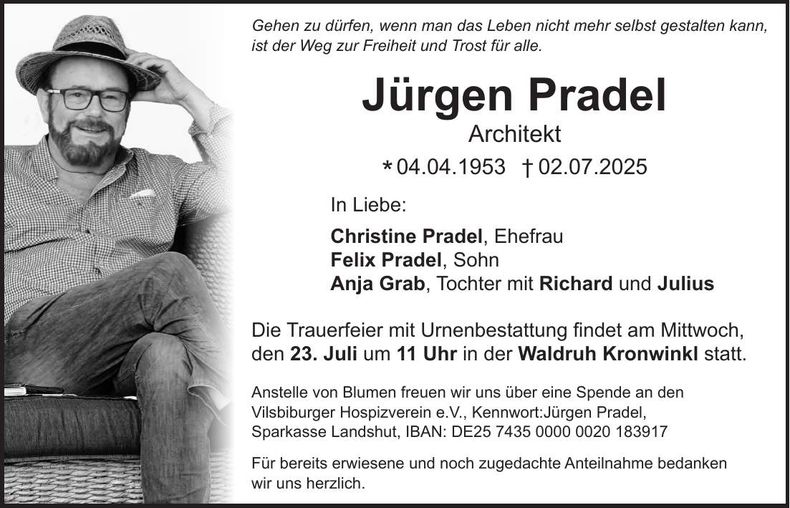 Traueranzeige Jürgen Pradel