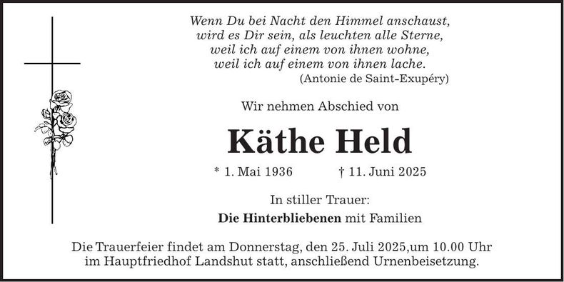 Traueranzeige Käthi Held