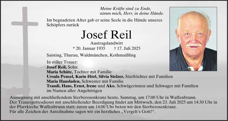Traueranzeige Josef Reil