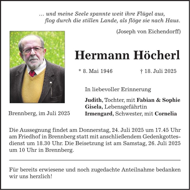 Traueranzeige Hermann Höcherl