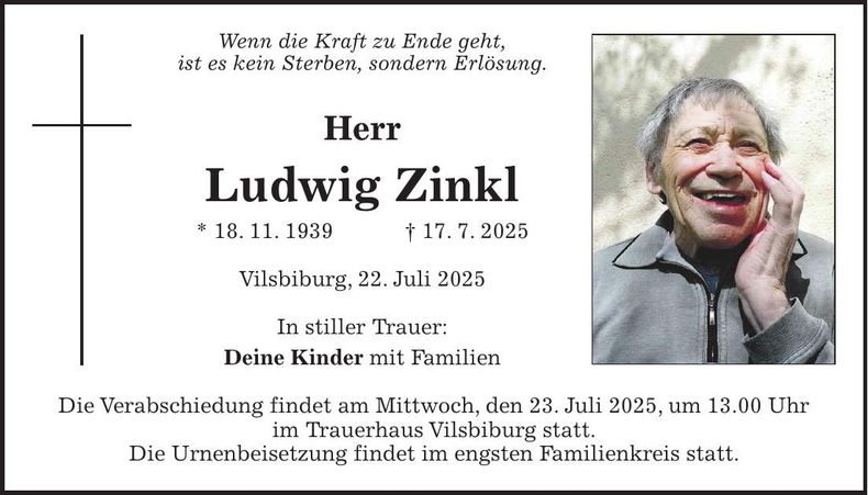 Traueranzeige Ludwig Zinkl