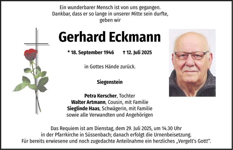 Traueranzeige Gerhard Eckmann