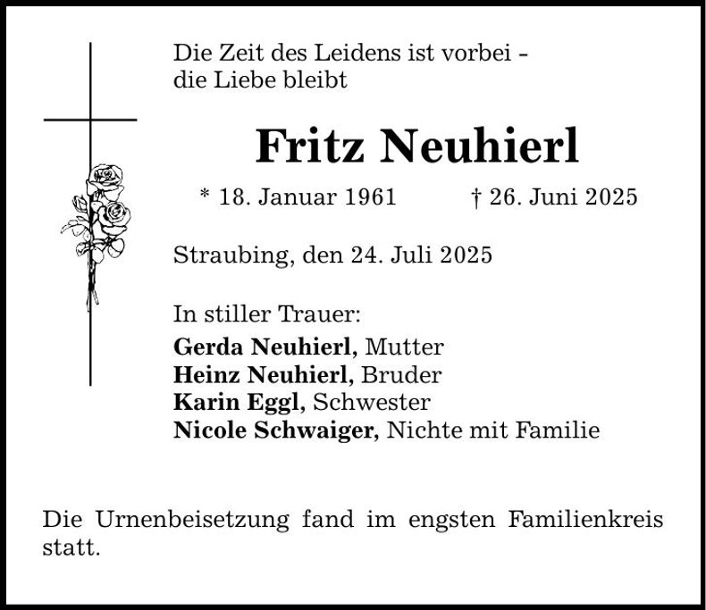 Traueranzeige Fritz Neuhierl