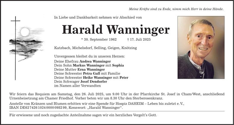 Traueranzeige Harald Wanninger