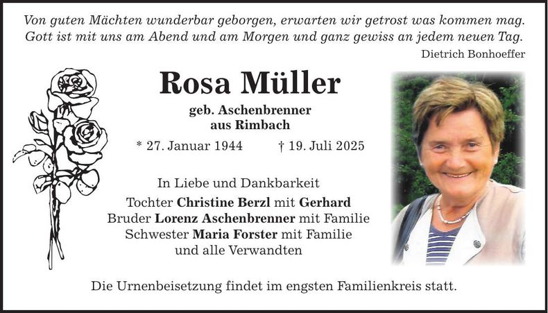 Traueranzeige Rosa Müller