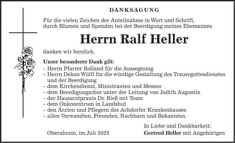 Traueranzeige Ralf Heller