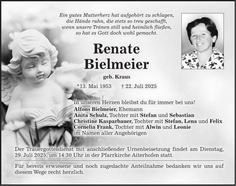 Traueranzeige Renate Bielmeier